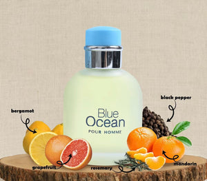 Blue Ocean Pour Homme Eau De Toilette Natural Spray Cologne For Men - 100ml/3.4fl.oz.
